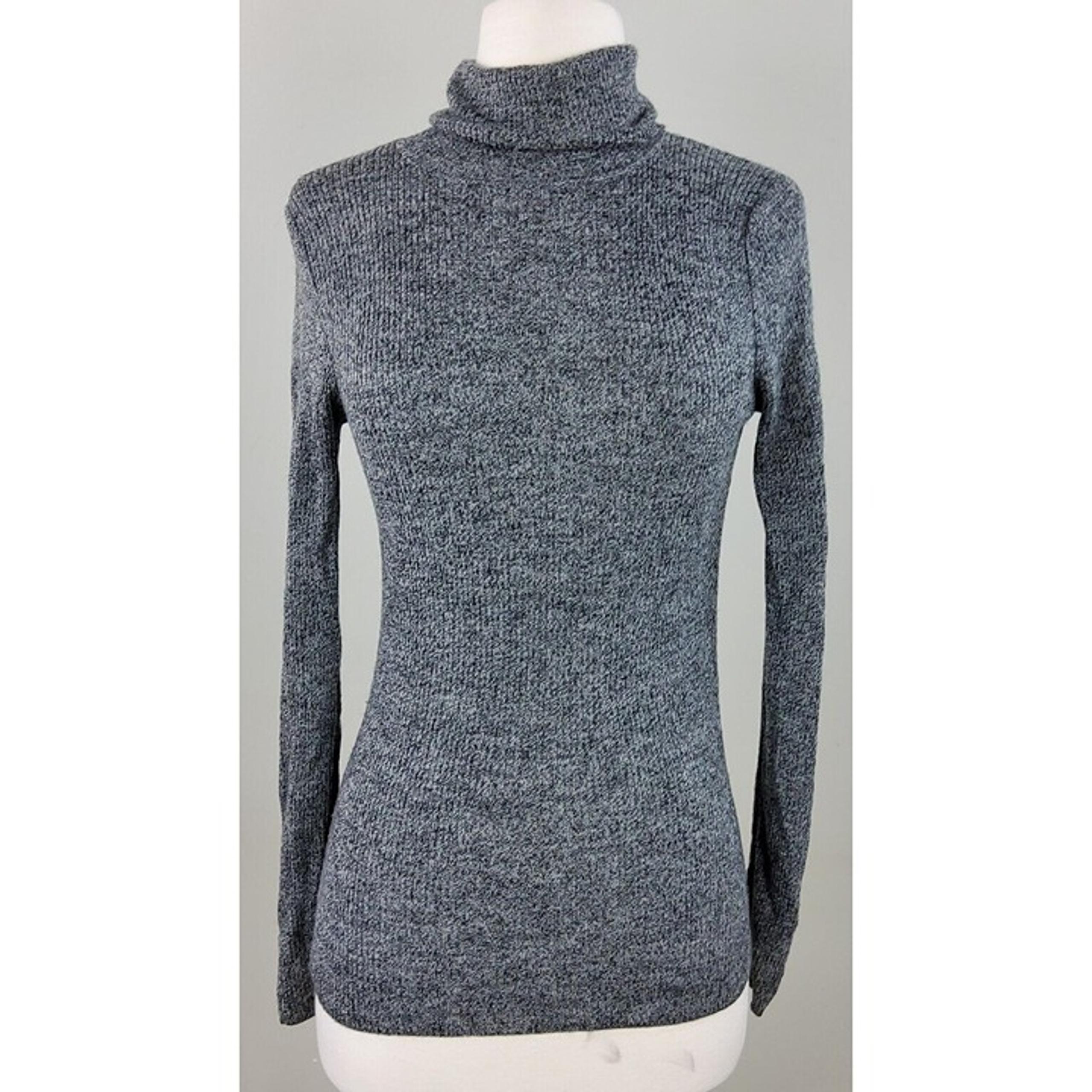 Uniqlo Women's 100% Wool Ribbed Turtleneck Sweater Top Grey Size S