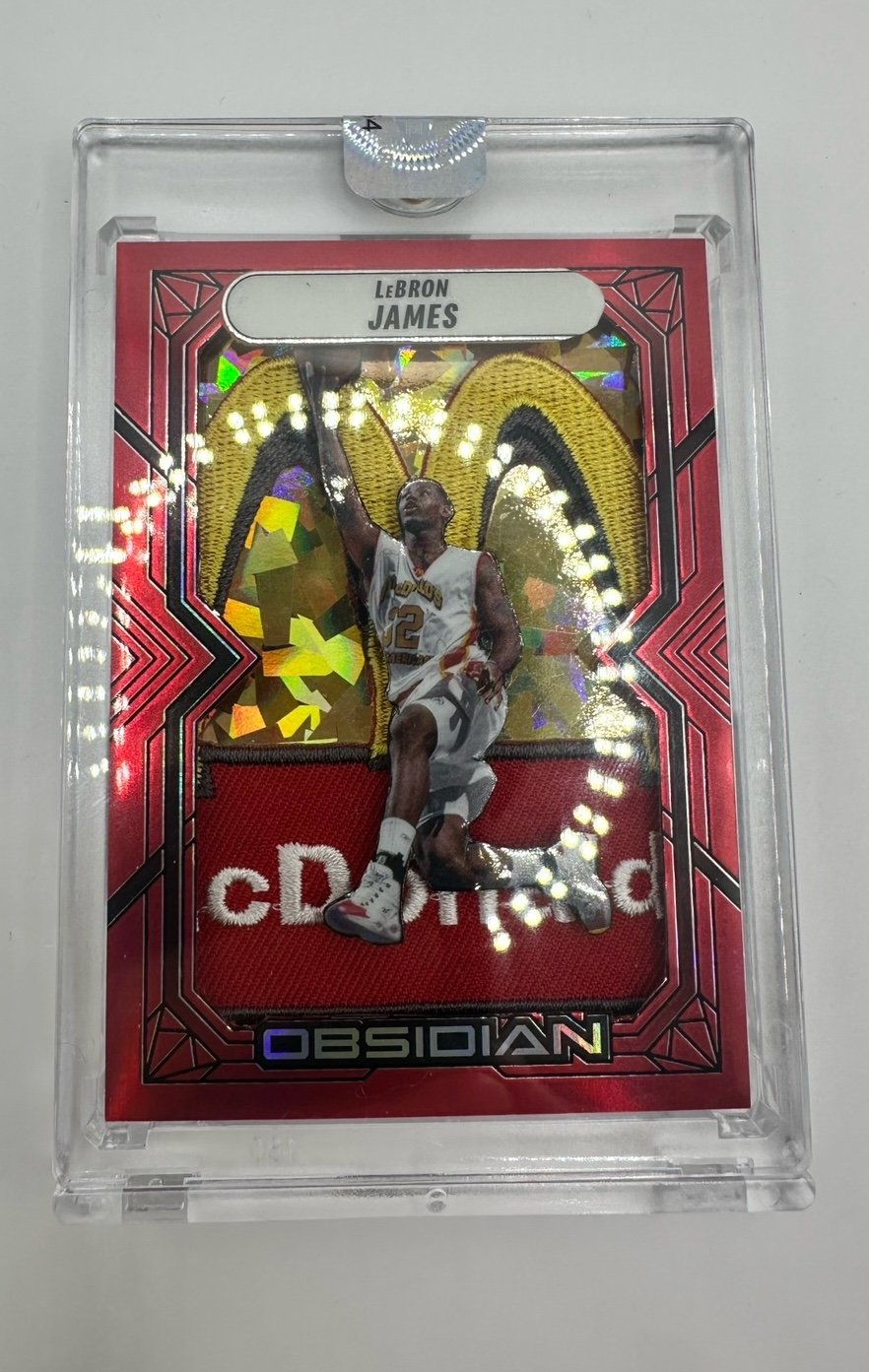 LeBron James custom made McDonald card with a McDonald patch