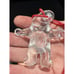 2 Kosta Boda Sweden Santa Father Christmas Ornaments Swedish Clear Glass In Box!