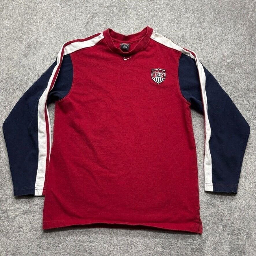 Vintage Team Nike Pullover USA Soccer Sweatshirt Mens Small Red Center Swoosh
