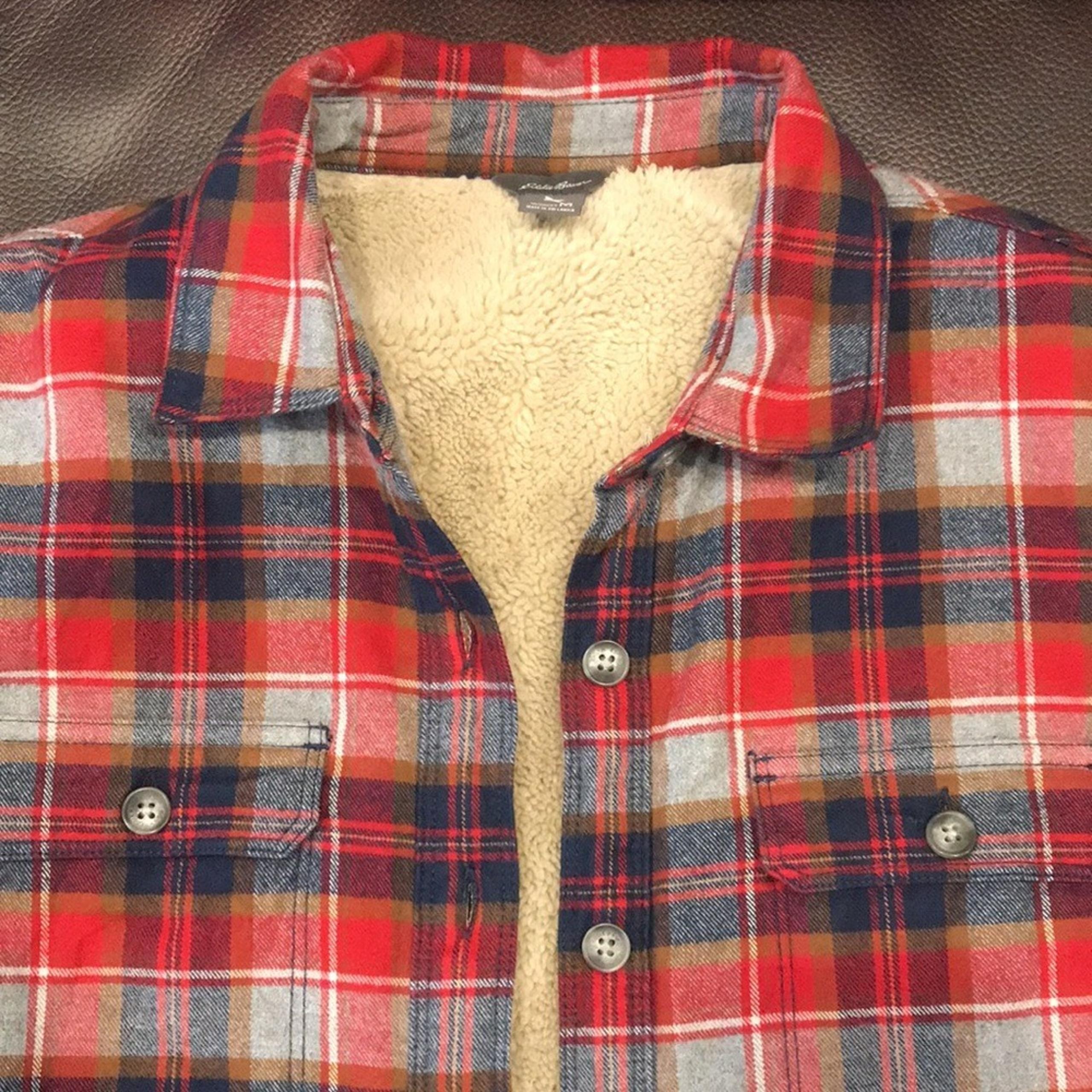 Eddie Bauer Womens Sherpa Lined Flannel Shacket Shirt/Jacket Size Medium