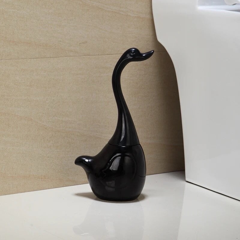 Swan Toilet Brush with holder Ceramic base plastic handle cleaning brush Toilet