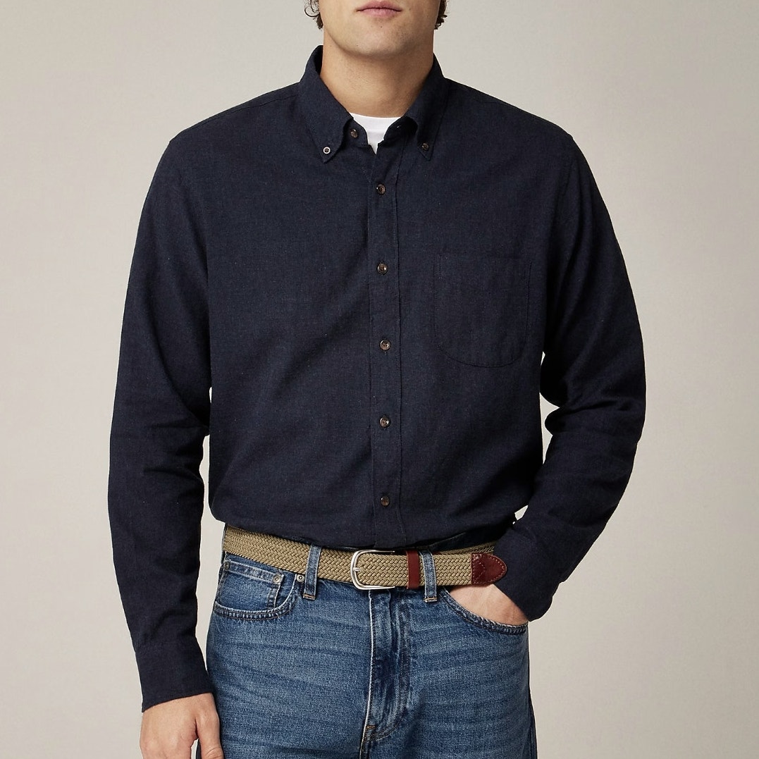J.Crew Slim Brushed Twill Shirt Casual Button Charcoal Heather Twill Large NWT