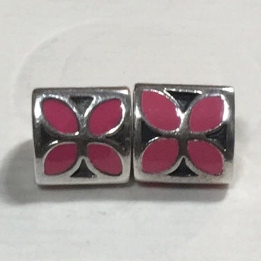 PANDORA Pink Bluet Enamel Charms - Pair