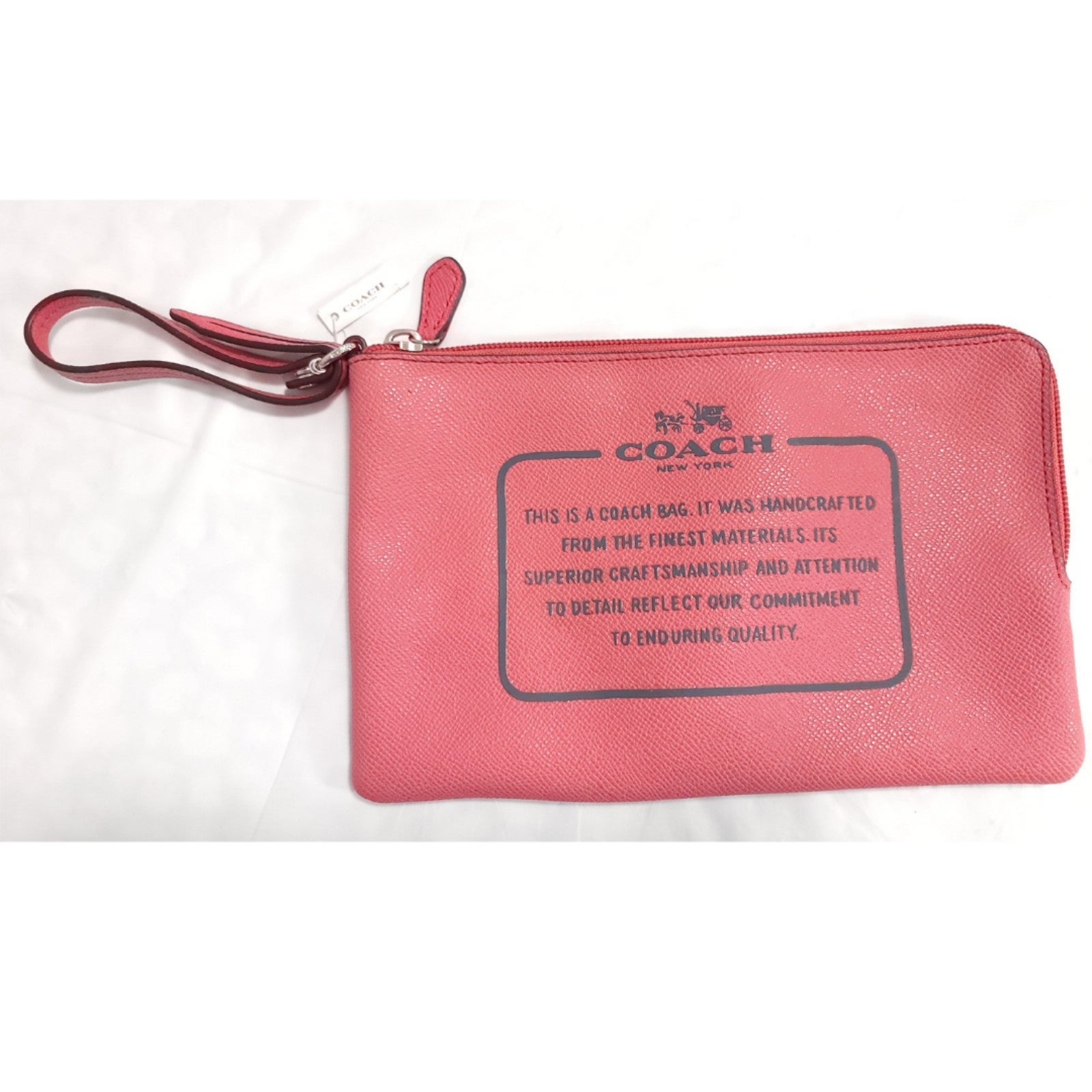 NWT Terracotta Pink StoryPatch Large Wristlet Bag Purse Wallet COACH Top Zip
