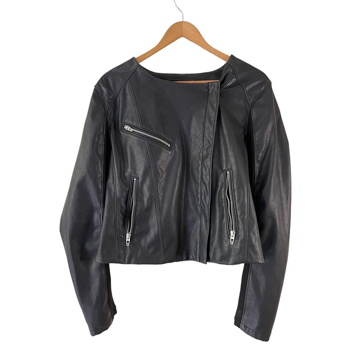BLANK NYC Black Vegan Zip Moto Jacket