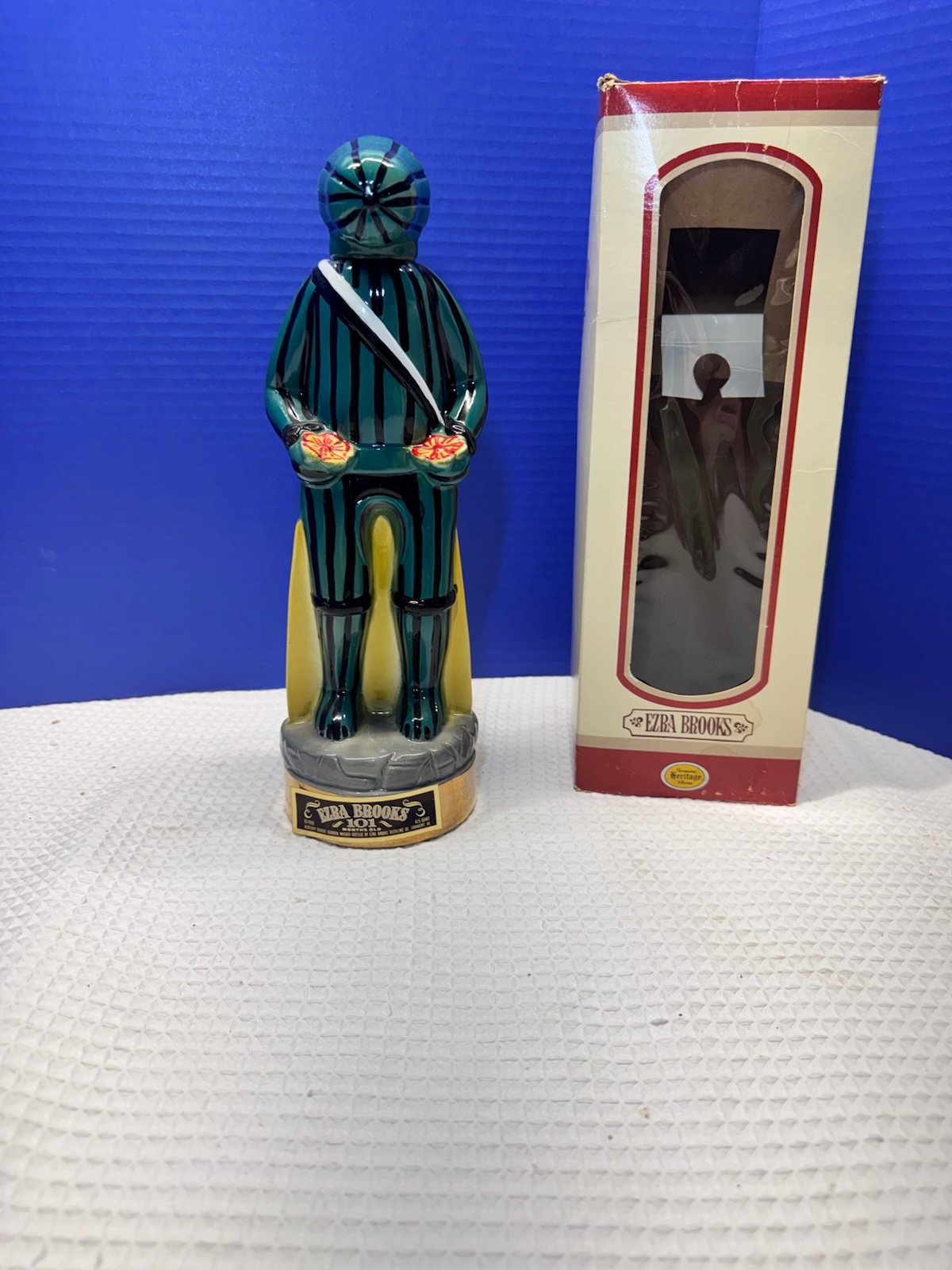 Ezra Brooks Decanter Kachina Series #9 rattlesnake watermelon 1980 empty