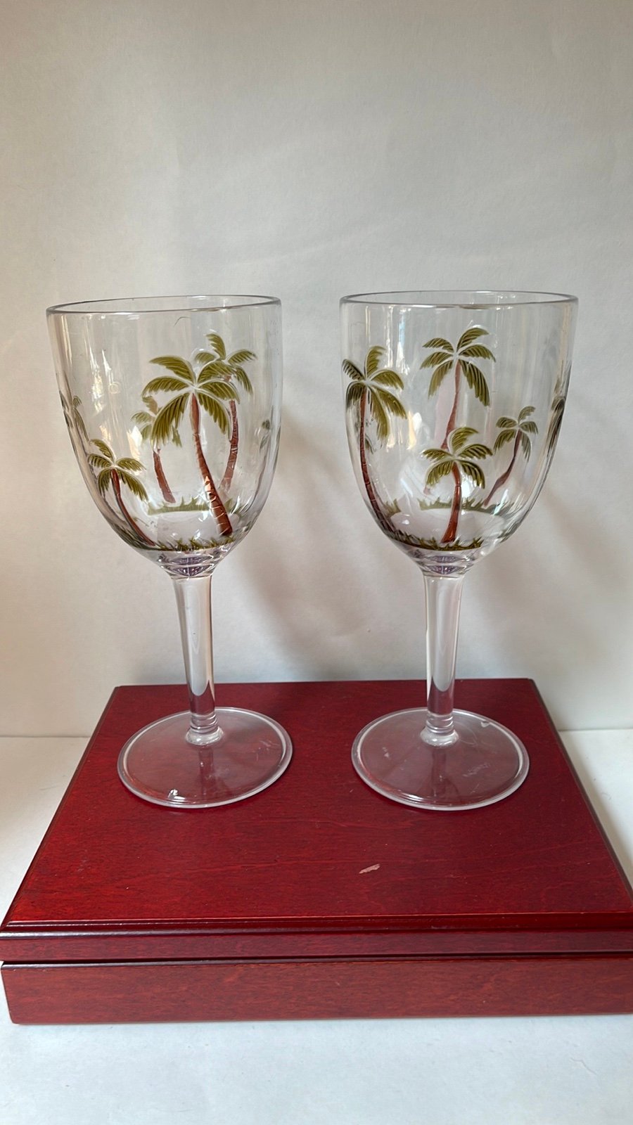 Palm tree wine glasses melamine summer poolside essentials