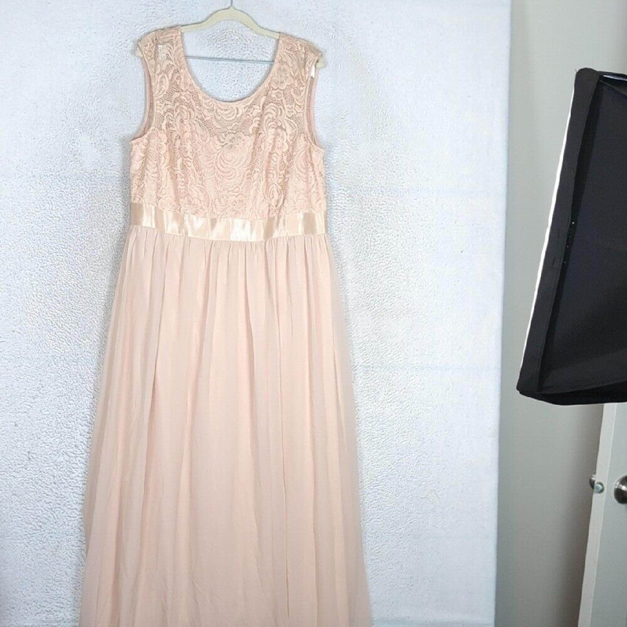 Ever Pretty Women's Pink Lace Sleeveless Tulle Maxi Dress Size 2XL