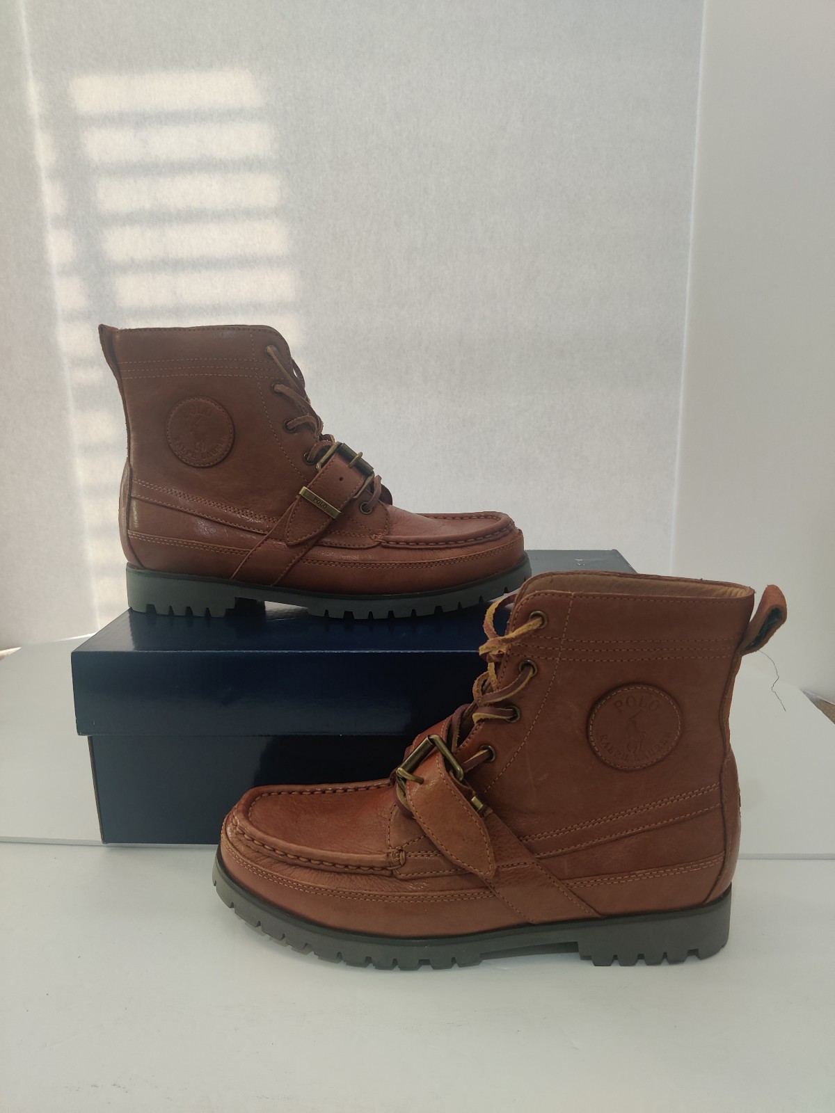 POLO RALPH LAUREN Men's Fashion Casual LEATHER BOOT, Polo Tan, SIZE 7.5D US