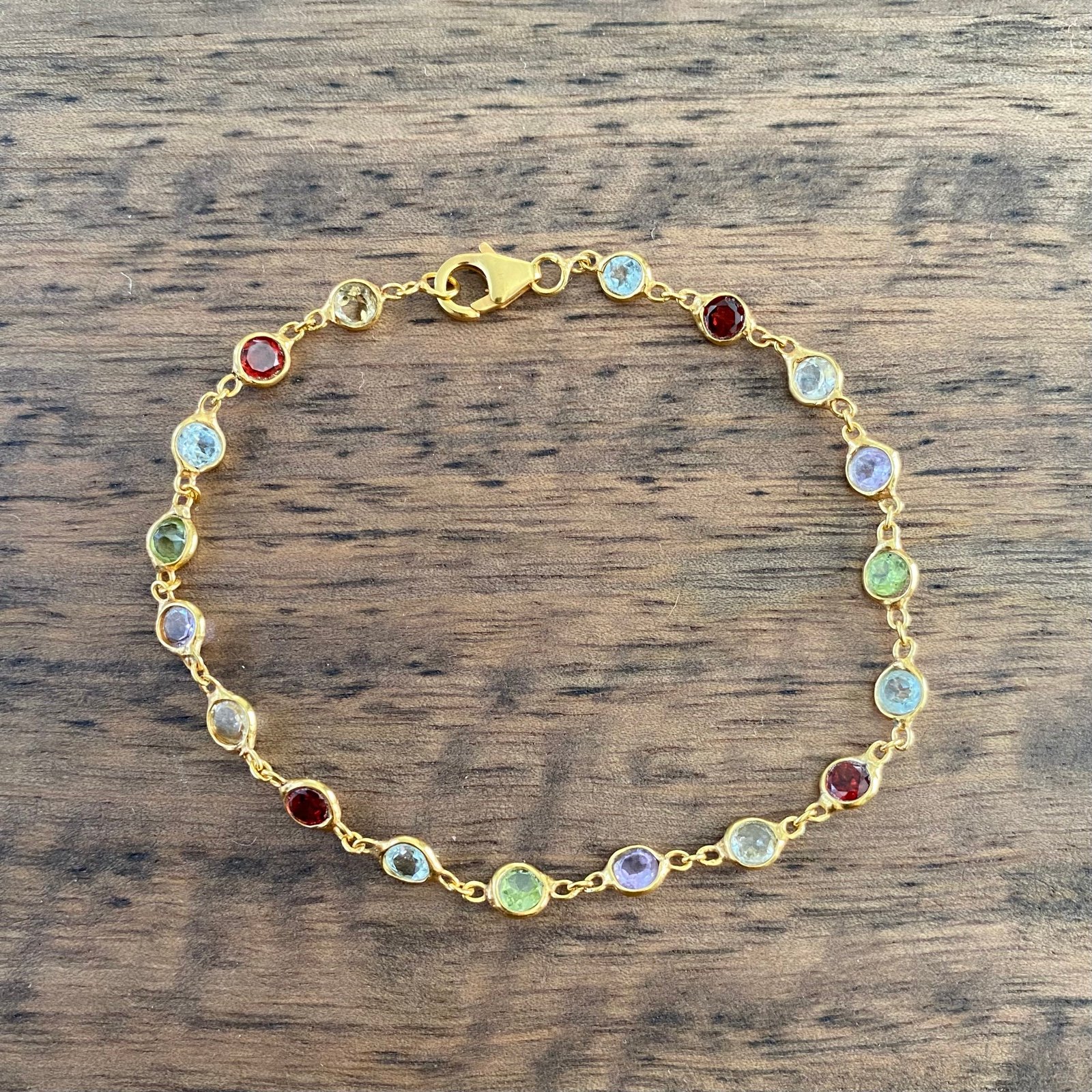 Vermeil Natural Gemstones Dainty Bracelet Gold Sterling Silver 925