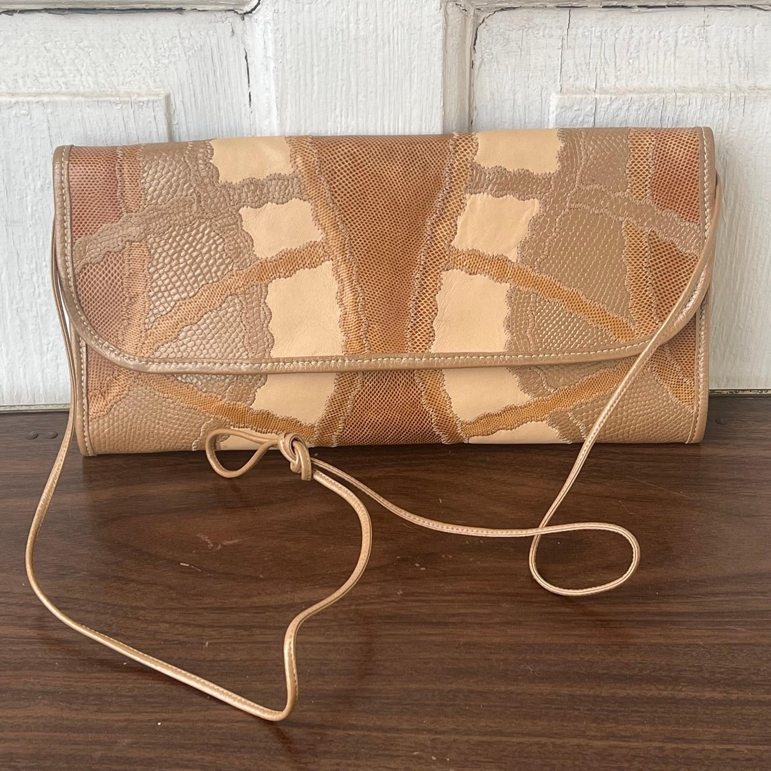 Vintage 80’s Carlos Falchi Snakeskin Leather Crossbody Bag Shoulder Bag Clutch