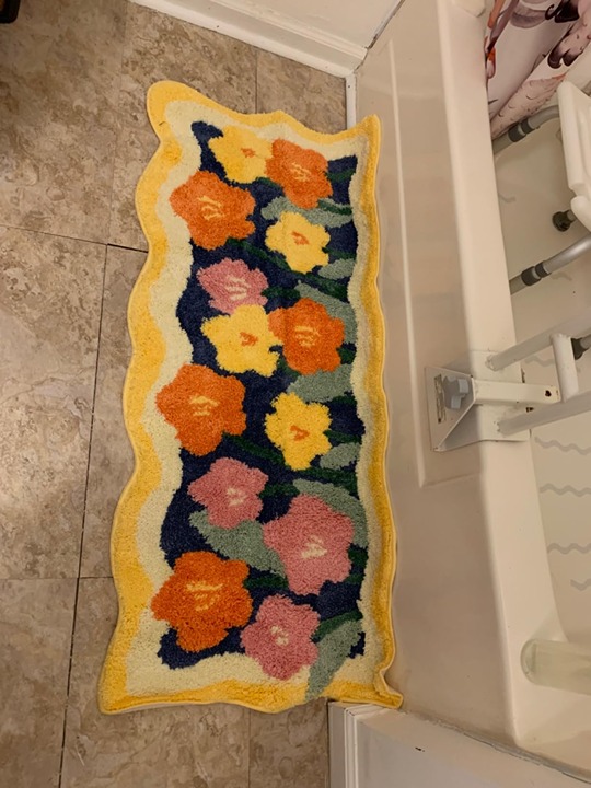 Colorful Cute Flower Bathroom Kitchen Runner Rugs 2’x4.3’ Non-Slip Machine