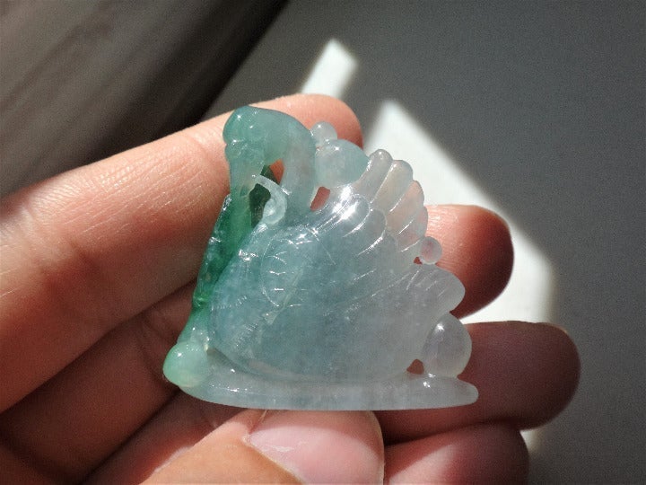 Natural Type A Jadeite Jade Swan Pendant