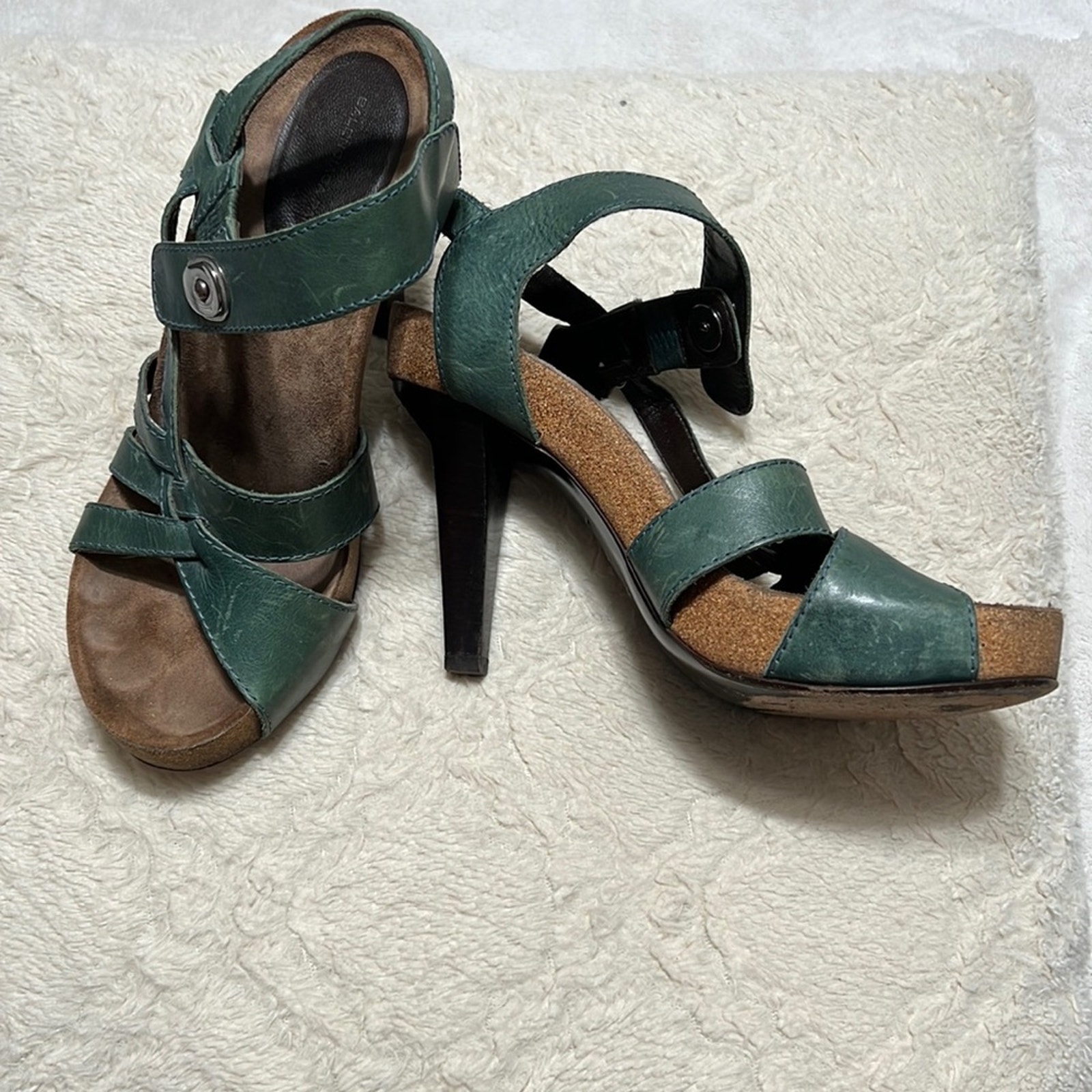 Balenciaga Green Cork Trimmed Sandals