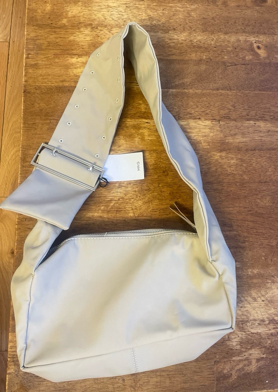 Brand new with tags Mango shoulder bag in a trench coat fabric with buckle strap