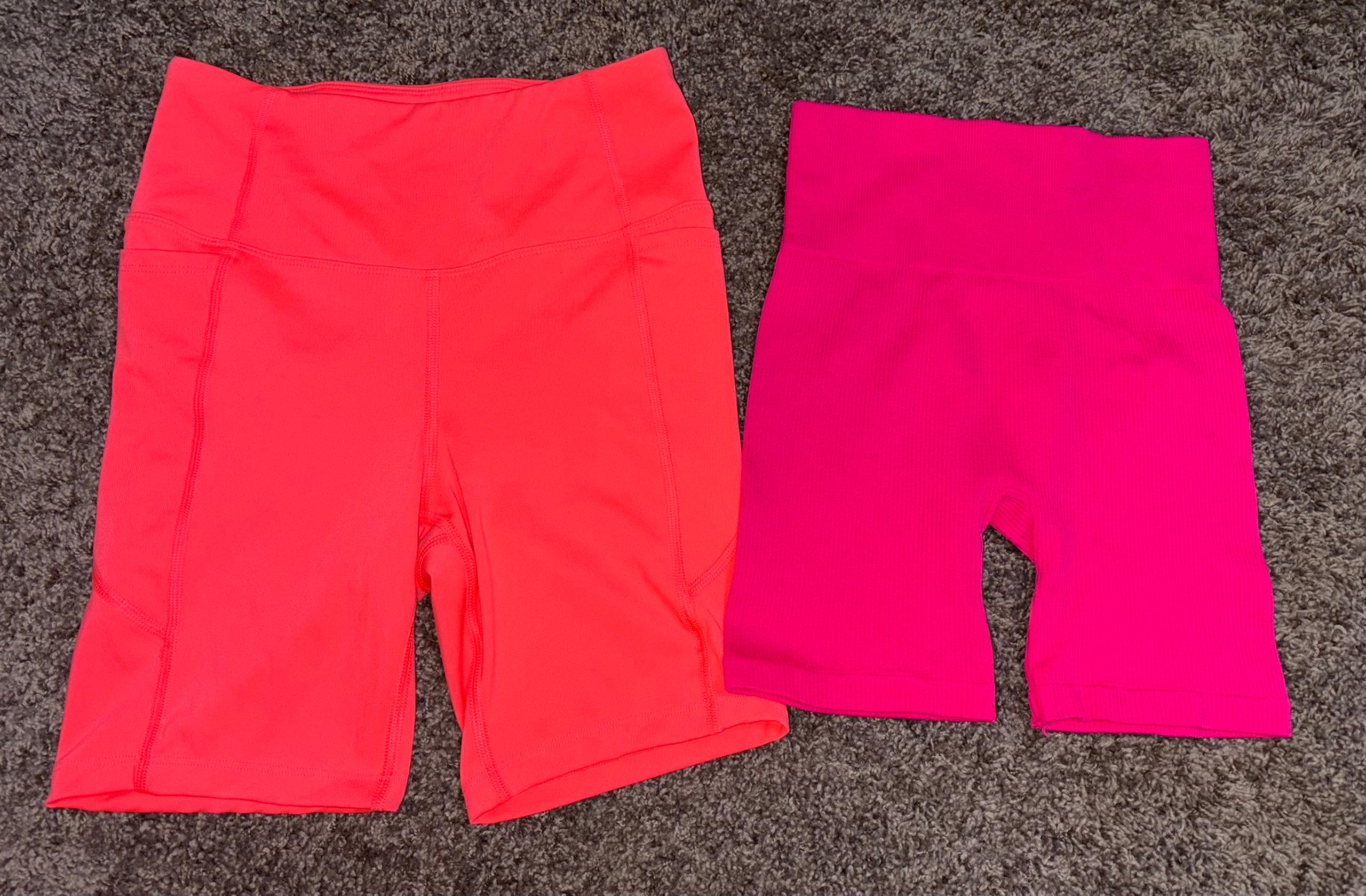 2 Woman's Size Extra Small Bike Shorts Neon, No Boundaries & Athletic Works