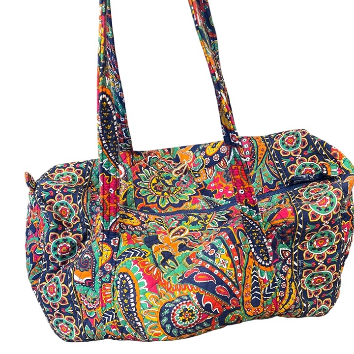 Vera Bradley Venetian Print XL Duffel Bag Retired Blue Orange Red Paisley