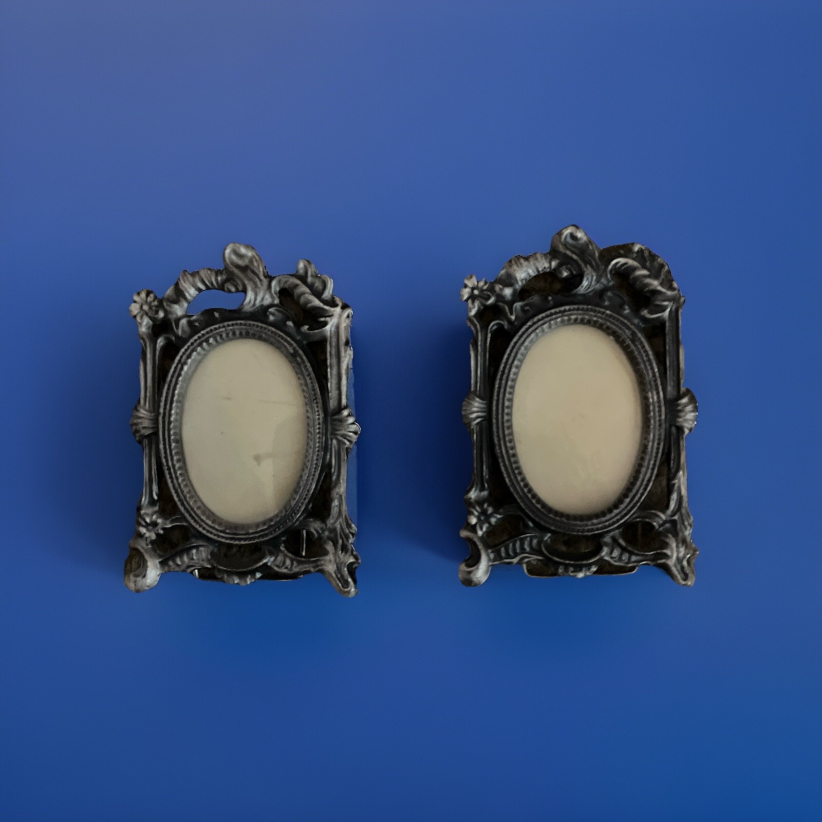 2 Mini Pewter Doll House Photo Frames