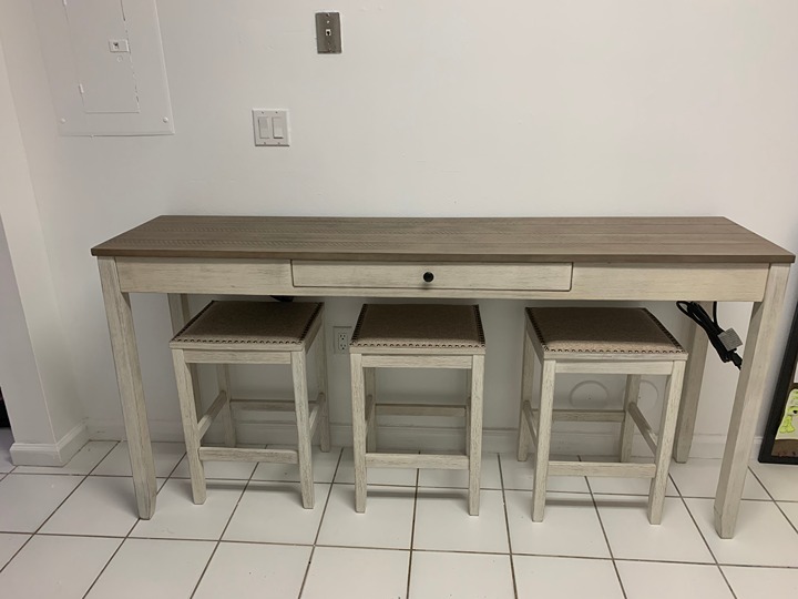 NEW 4 Piece Counter Height Dining Set, Includes Table and 3 Barstools, Whitewash