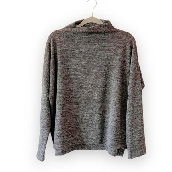 Clara Sun Woo Dark Gray Heather Funnel Neck Tunic Women’s Size XL New! Casual