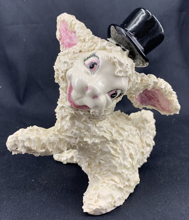 Anthropomorphic White Bunny Rabbit Wearing Top Hat Spaghetti Figurine Figure 6.5