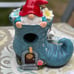 Super cute gargen gnome in boot bird house - light weight resin