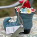 Super cute gargen gnome in boot bird house - light weight resin