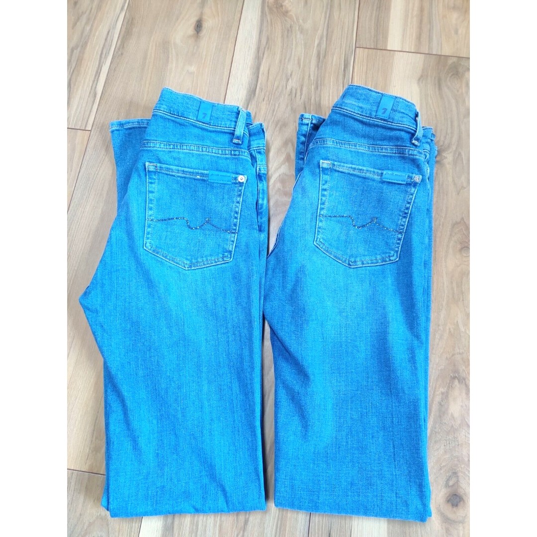7 Seven for All Mankind Jeans Womens 27 & 28 Bootcut Slim Illusion Med Wash Lot