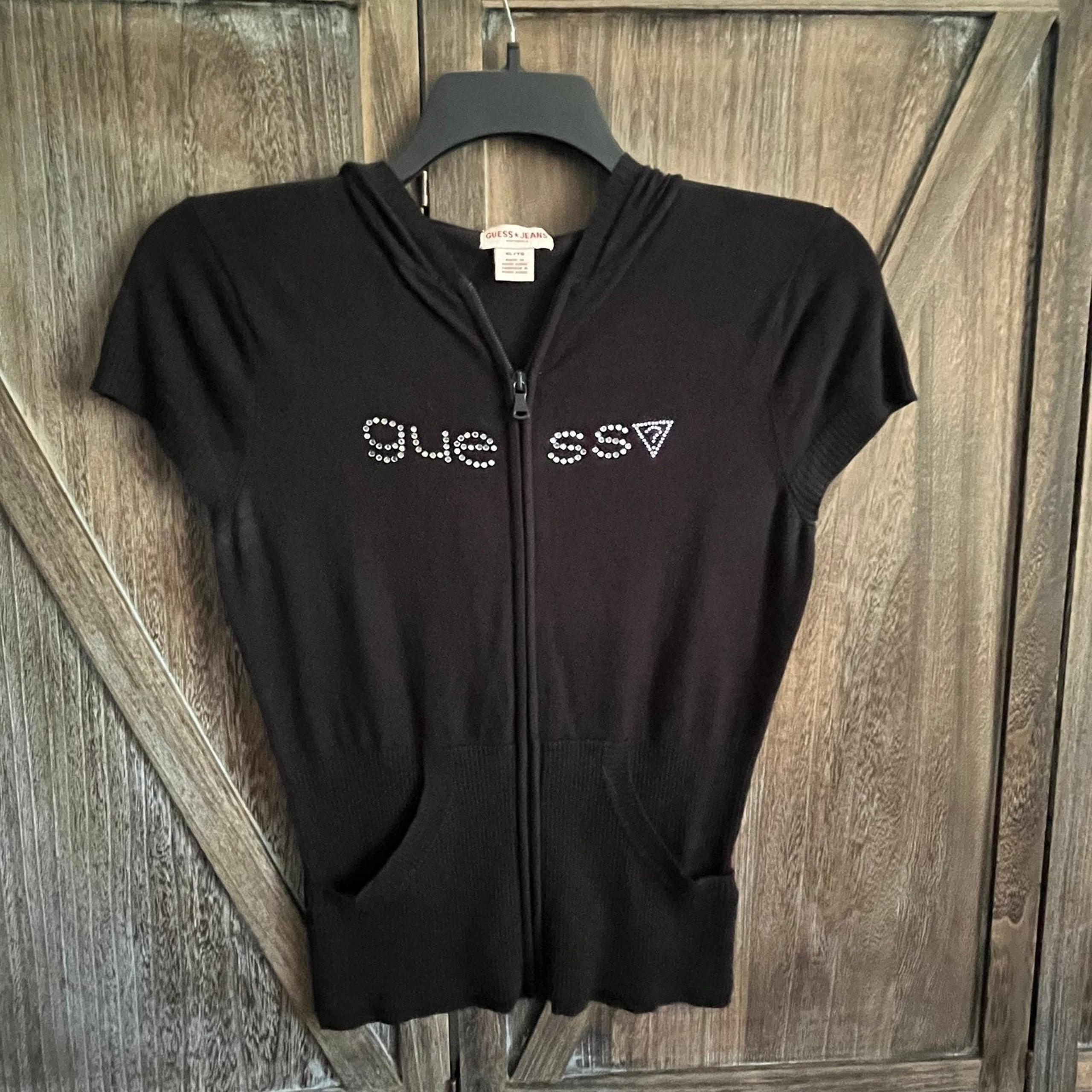 Vintage Guess knit sweater -zip front/hooded