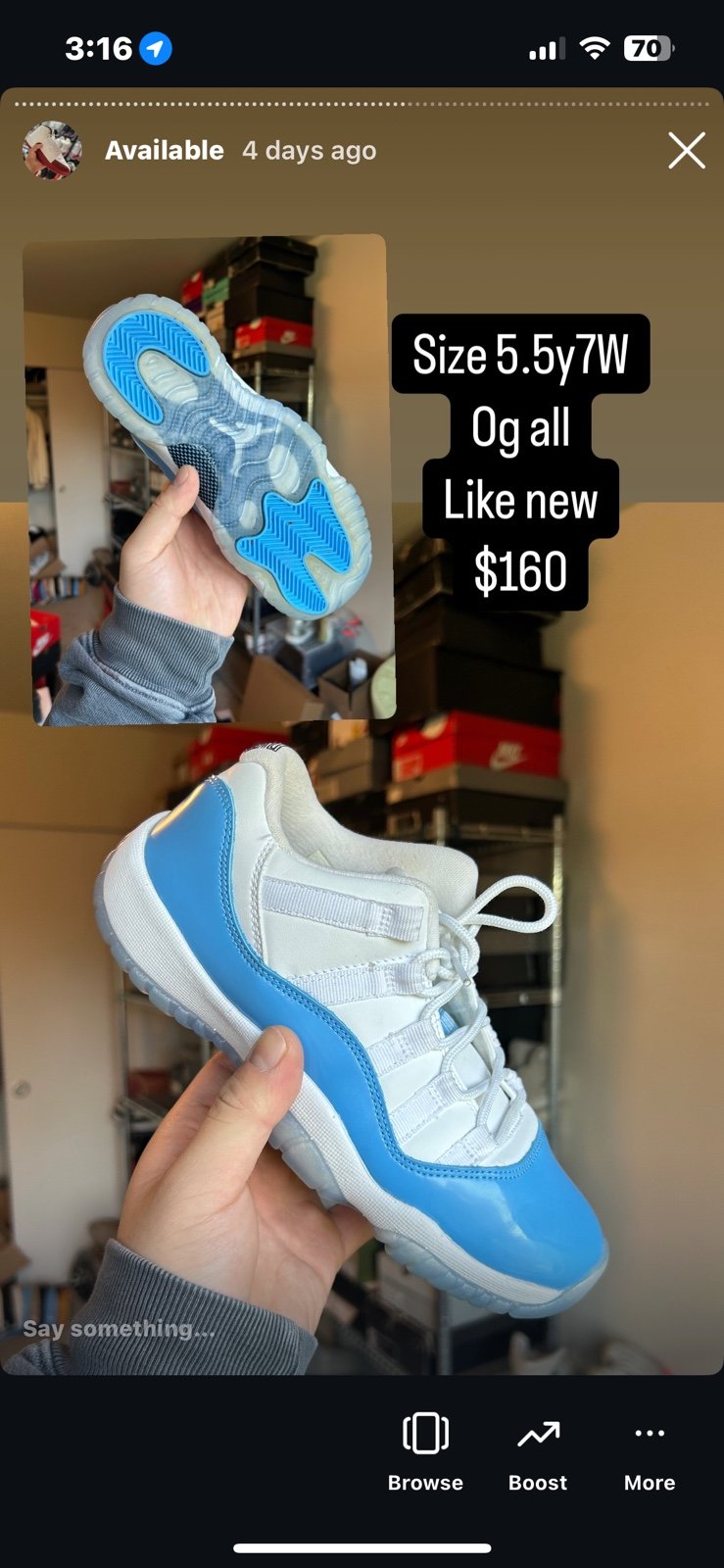 Jordan 11 low unc size 5.5y/7W