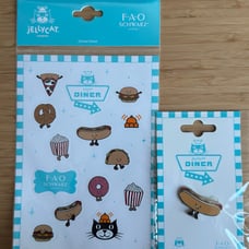 FAO Schwarz Jellycat Diner Sticker Sheet + Hot Dog Pin 2023