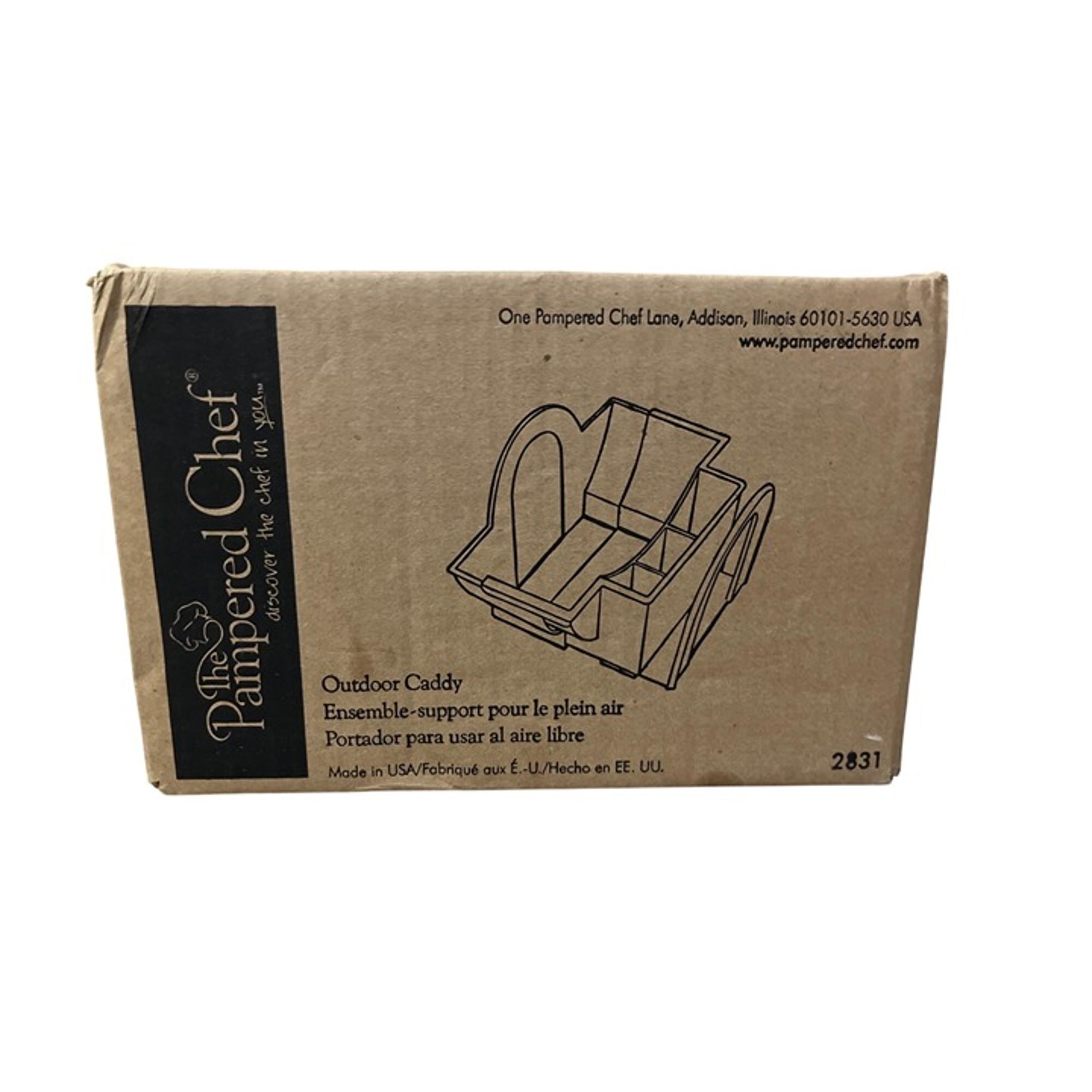 Pampered Chef Outdoor Caddy for paper plates, napkins and utensils NEW Open Box