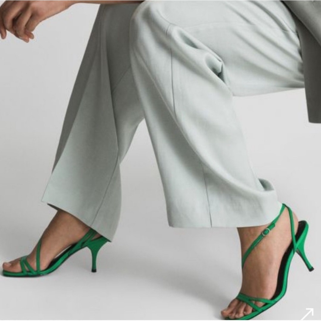 Reiss Bali Womens Strappy Summer Sandals Shoes Size 7 Green Open Toe Heels
