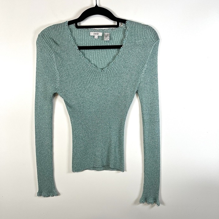 Cache Vintage Blue Beaded Sweater Top Women’s Size Large Sparkly elegant boho