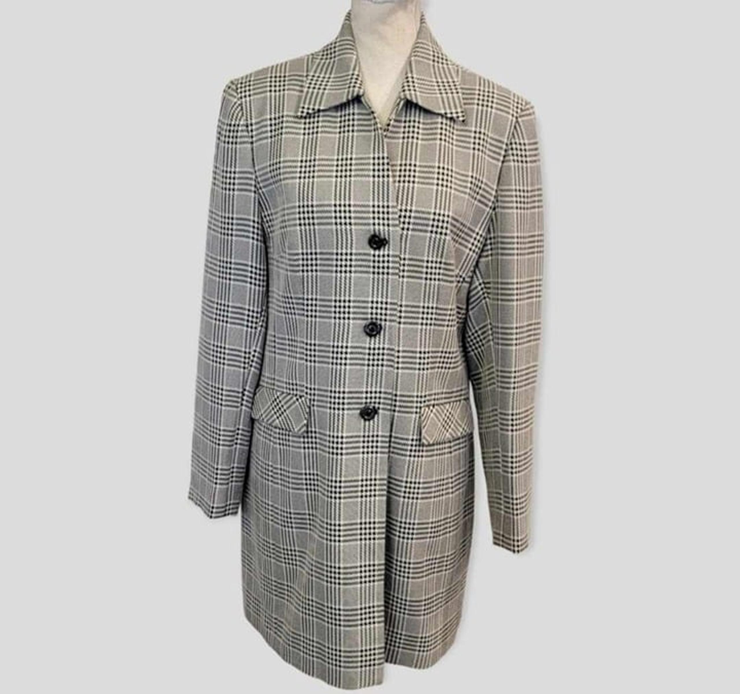 Worthington Women's Plaid Check Print Coat Full Button Jacket Size 10