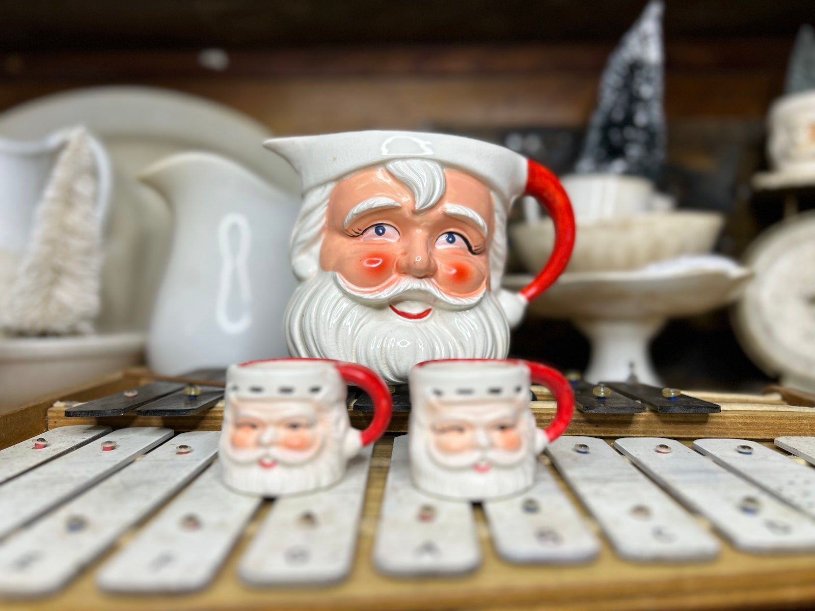 Vintage Santa Pitcher and mini mugs