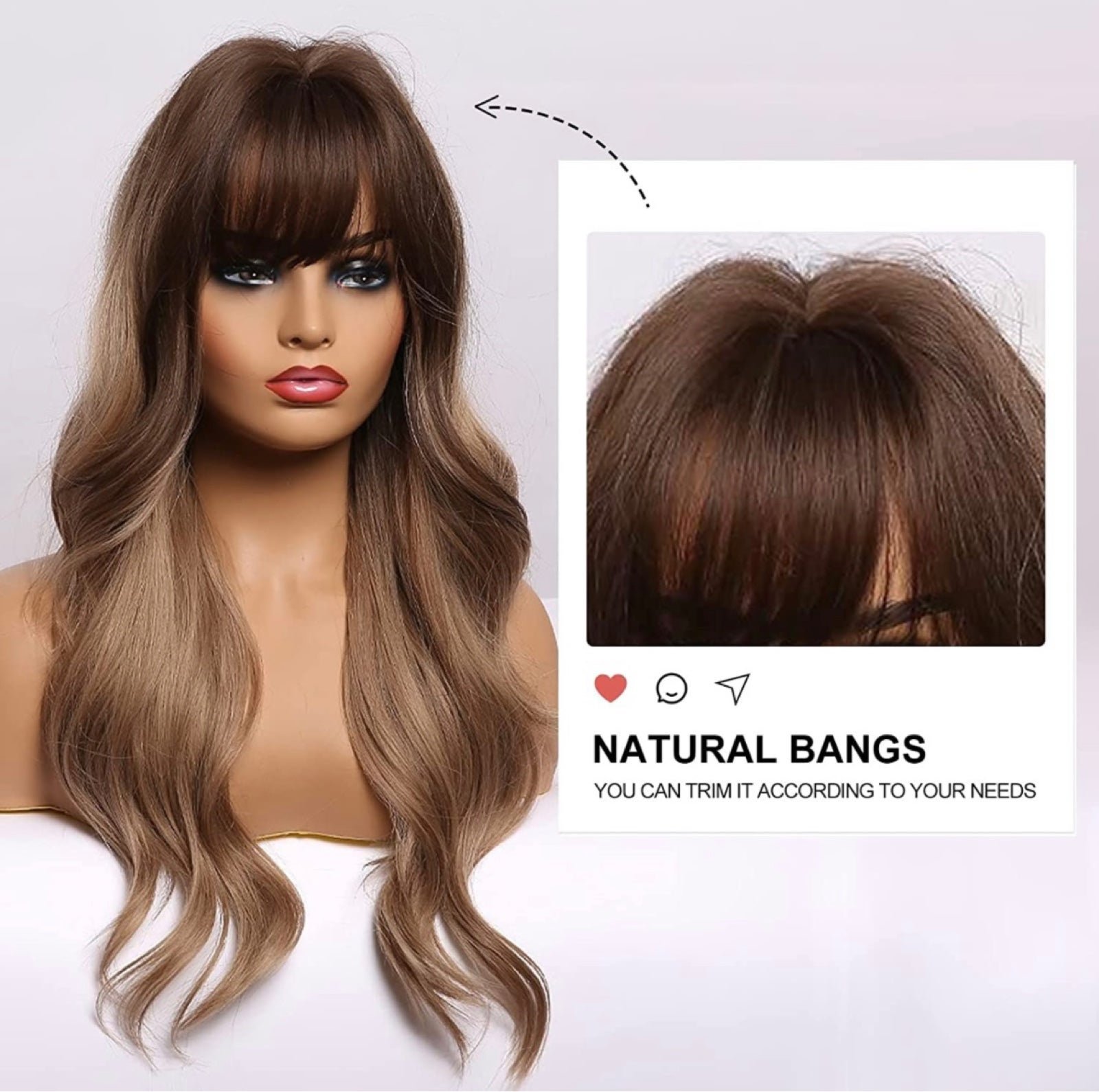 Human hair blend ombré brown to blonde wig.