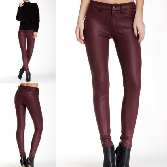 HOT ITEM Leather Skinny Jeans in Merlot