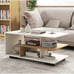 Modern Retro Coffee Table With Geometric Design And 3-Tier Storage