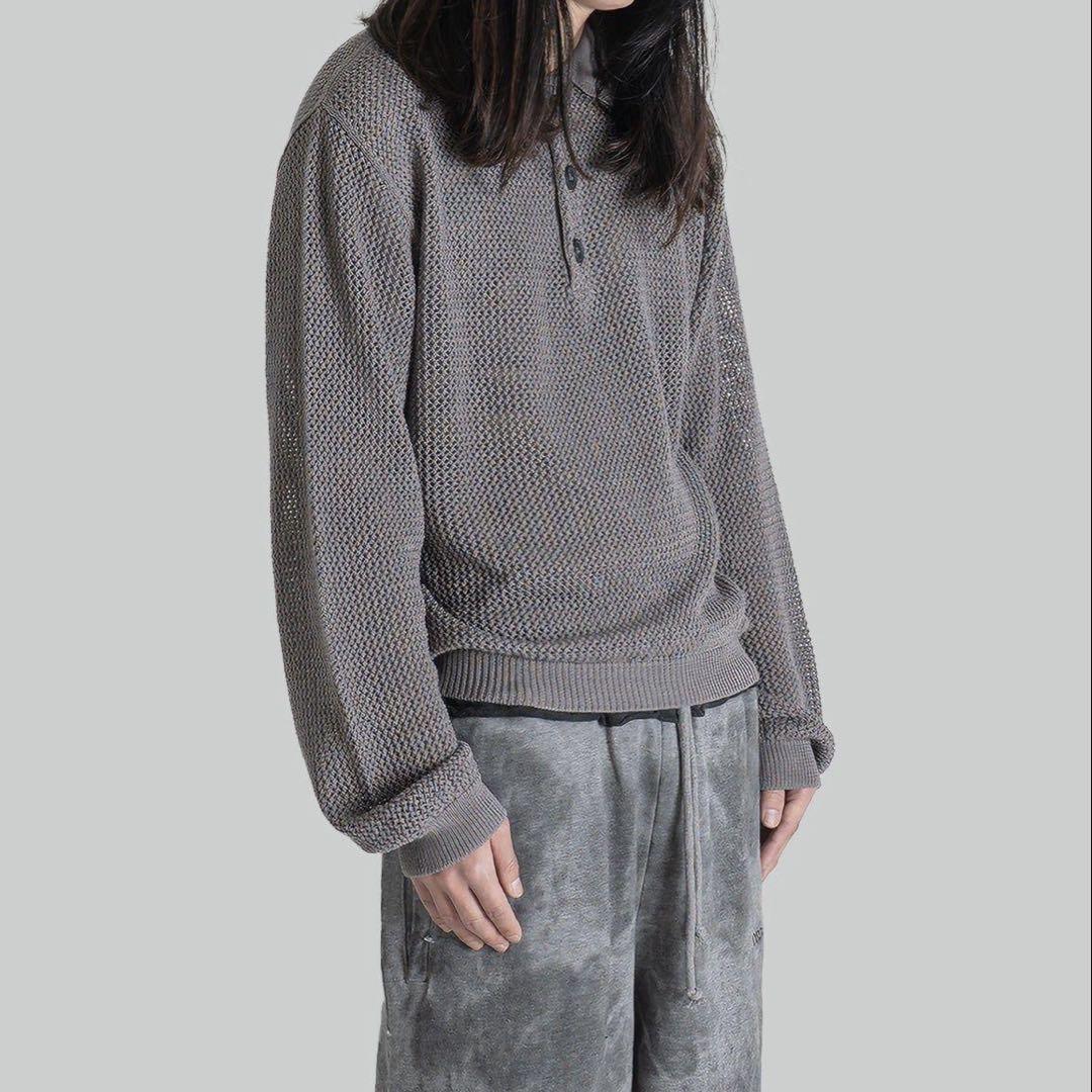 032C 'LACE KNIT' POLO LONGSLEEVE Polo Knit