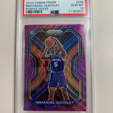 Gem Mint PSA 10 Immanuel Quickley Panini Purple Wave SP Prizm rookie card