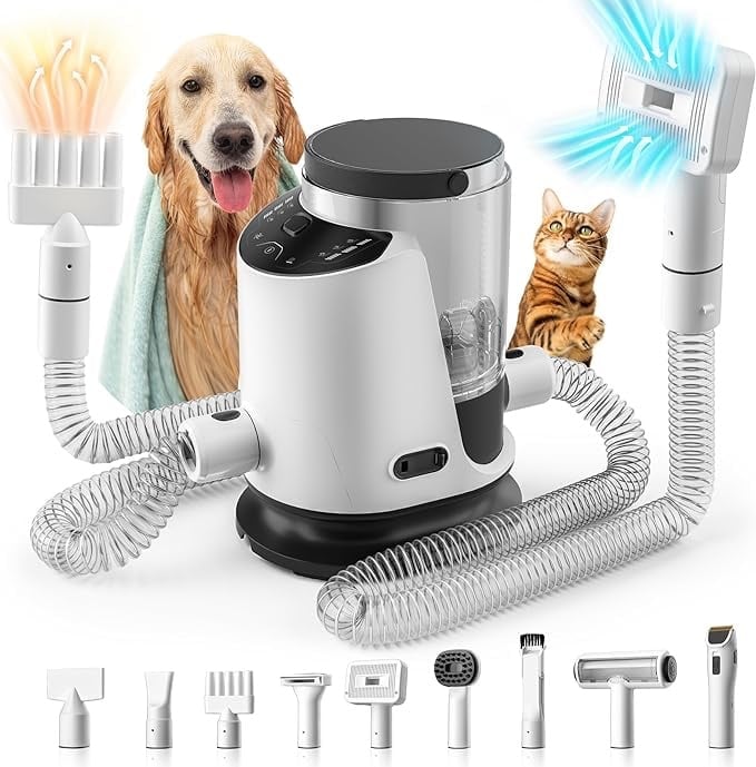 New Dog Grooming Kit, Pet Grooming Vacuum with Clippers & Trimmer, Dog Vacuum