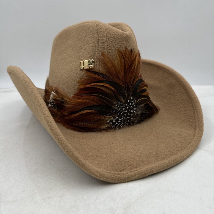 Vintage FEDORA Feather BROWN Tan Men’s HAT Felt Beige Cap SZ 7