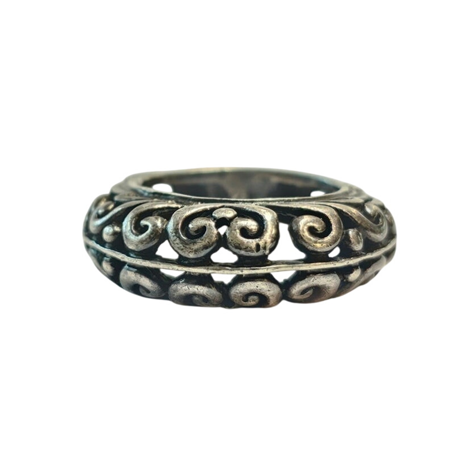 Sterling Silver Open Scroll Design Ring, Size 8, 3/8