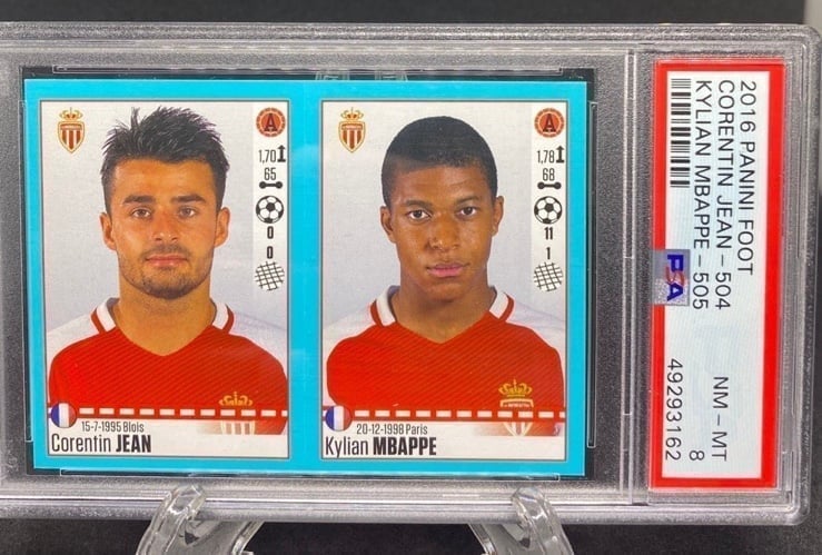 KYLIAN MBAPPE PANINI FOOT STICKER RC ROOKIE FRANCE PSA 8!!
