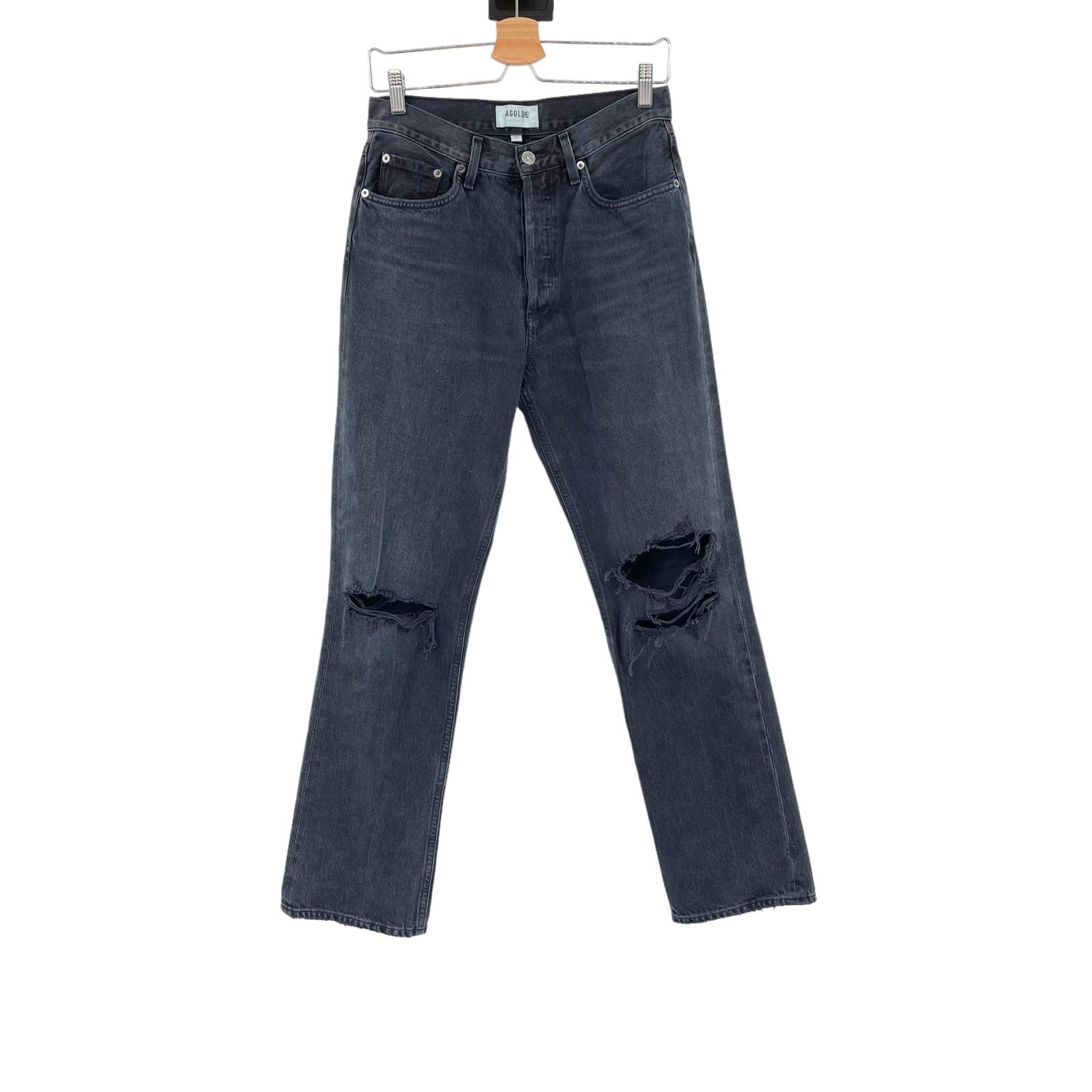 Agolde Lana Straight Jeans in Disorder Charcoal Black Wash Size 27