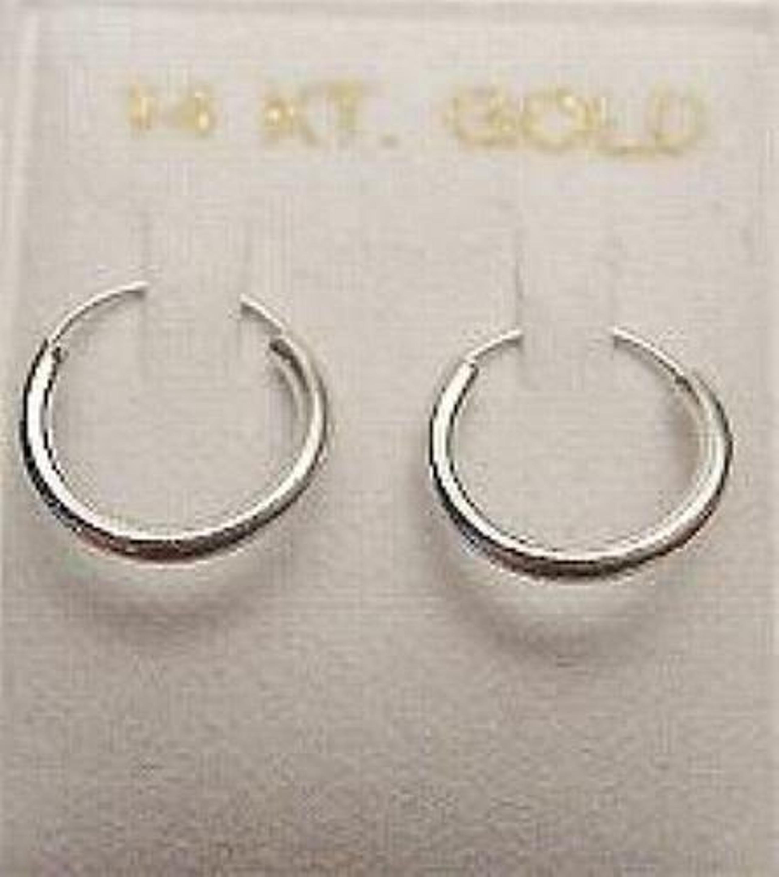 New 14kt White Gold Baby-Women-Men Thin 10mm Hoop Earrings
