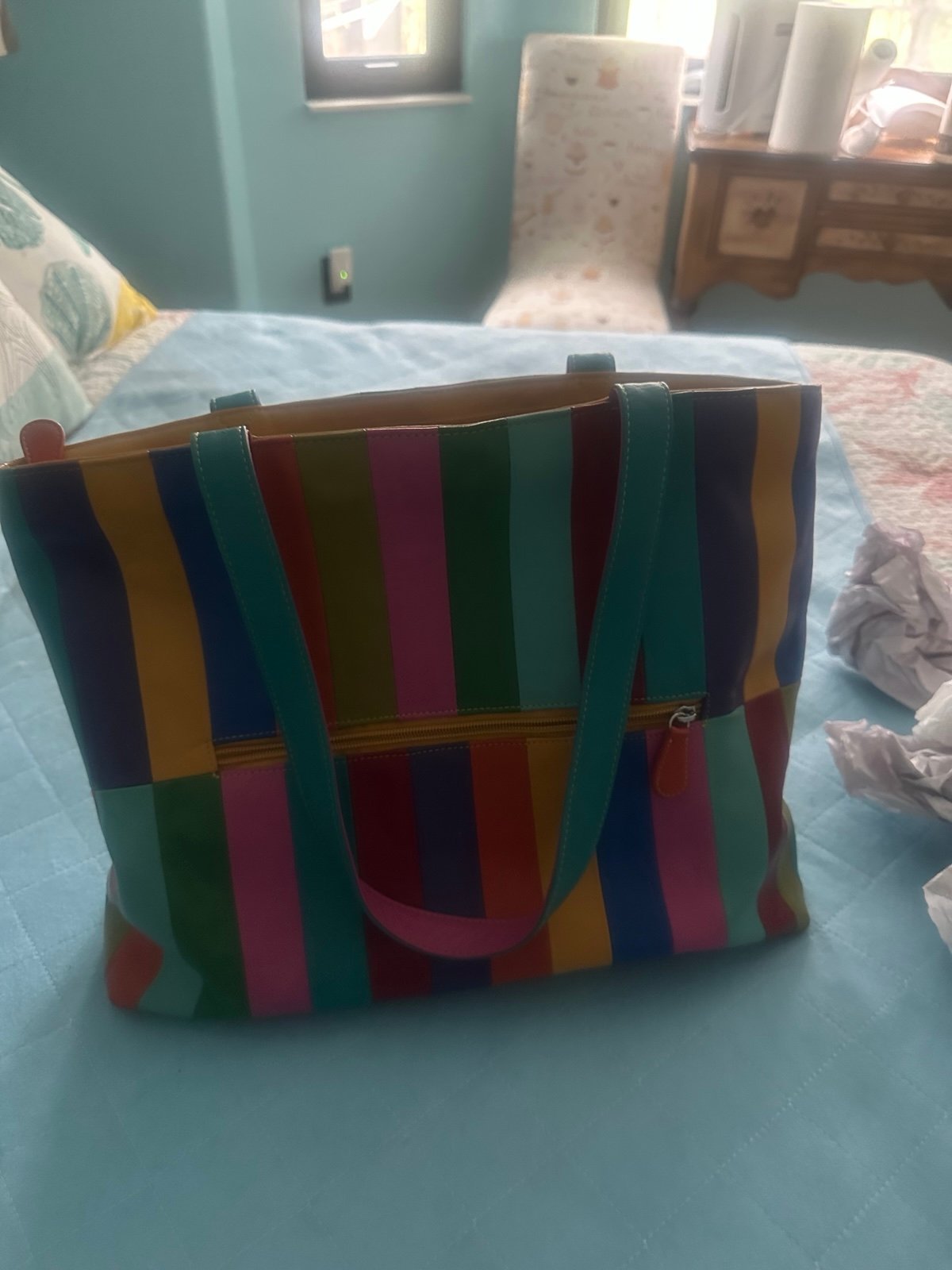 Multi color leather bag