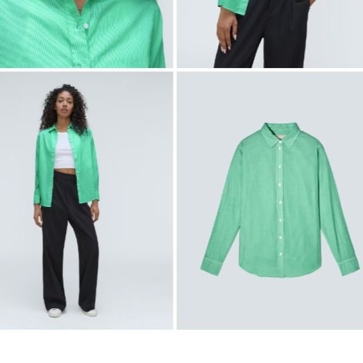 Everlane The Silky Cotton Relaxed Shirt Coastal Nautical Button-down Size 6